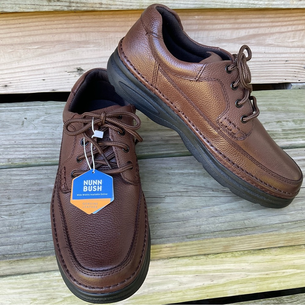 Nunn Bush Leather Oxfords Lace Up Comfort Gel Men’s 10 M Pebbled Dress Casual